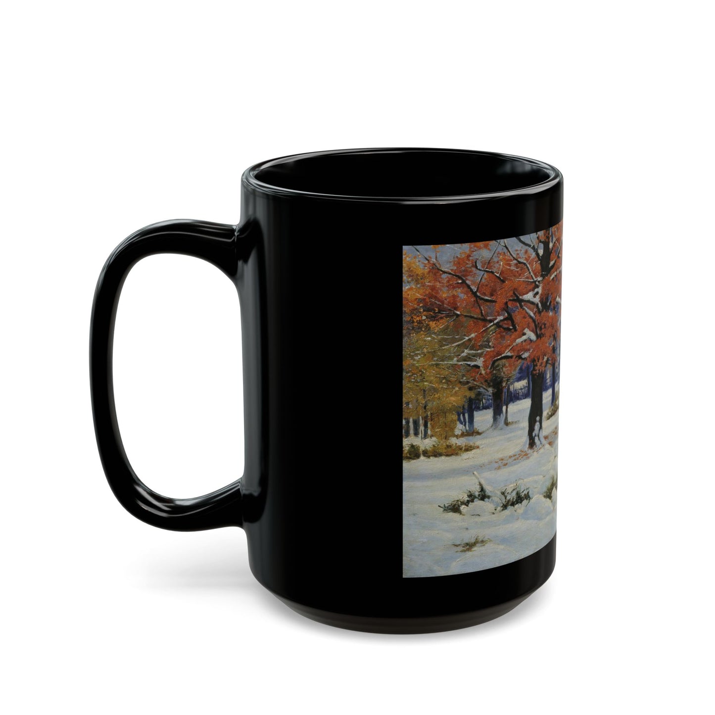 Konstantin Yakovlevich Kryzhitsky (1858-1911) Early Snow - Black Coffee Mug-Go Mug Yourself