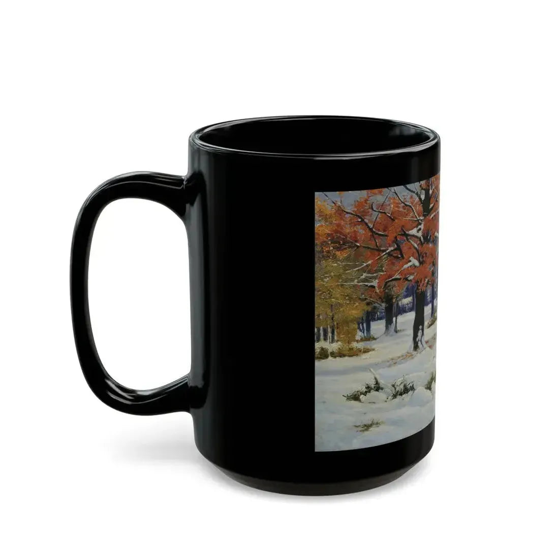 Konstantin Yakovlevich Kryzhitsky (1858-1911) Early Snow - Black Coffee Mug - Go Mug Yourself