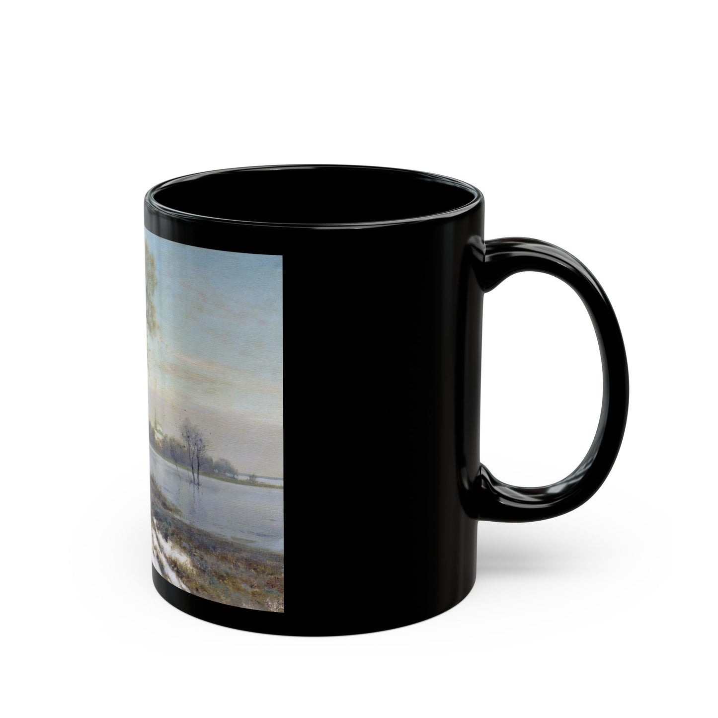 Konstantin Yakovlevich Kryzhitsky (1858-1911) Early Spring - Black Coffee Mug-Go Mug Yourself