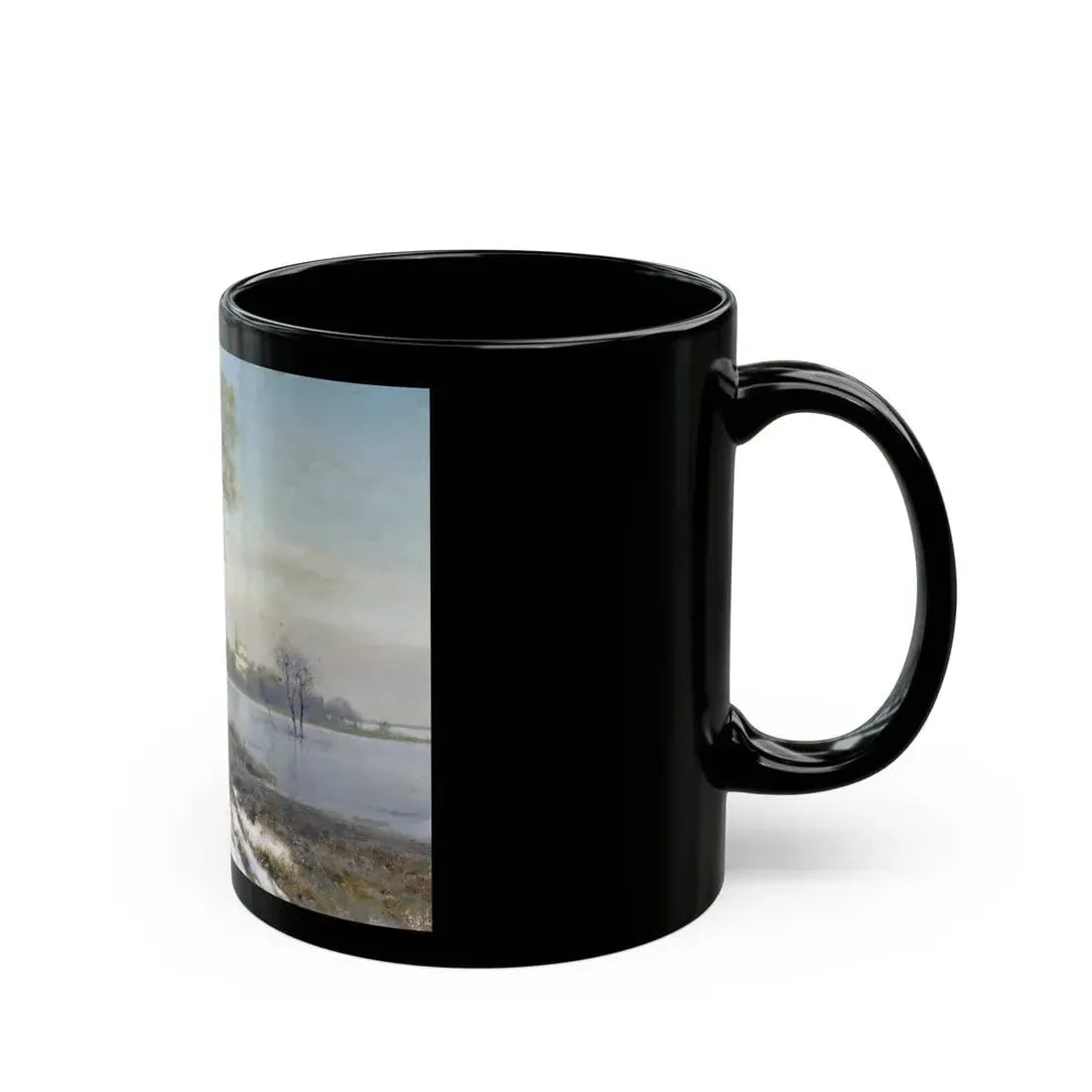 Konstantin Yakovlevich Kryzhitsky (1858-1911) Early Spring - Black Coffee Mug - Go Mug Yourself