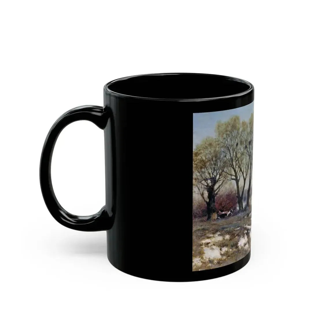 Konstantin Yakovlevich Kryzhitsky (1858-1911) Early Spring - Black Coffee Mug - Go Mug Yourself