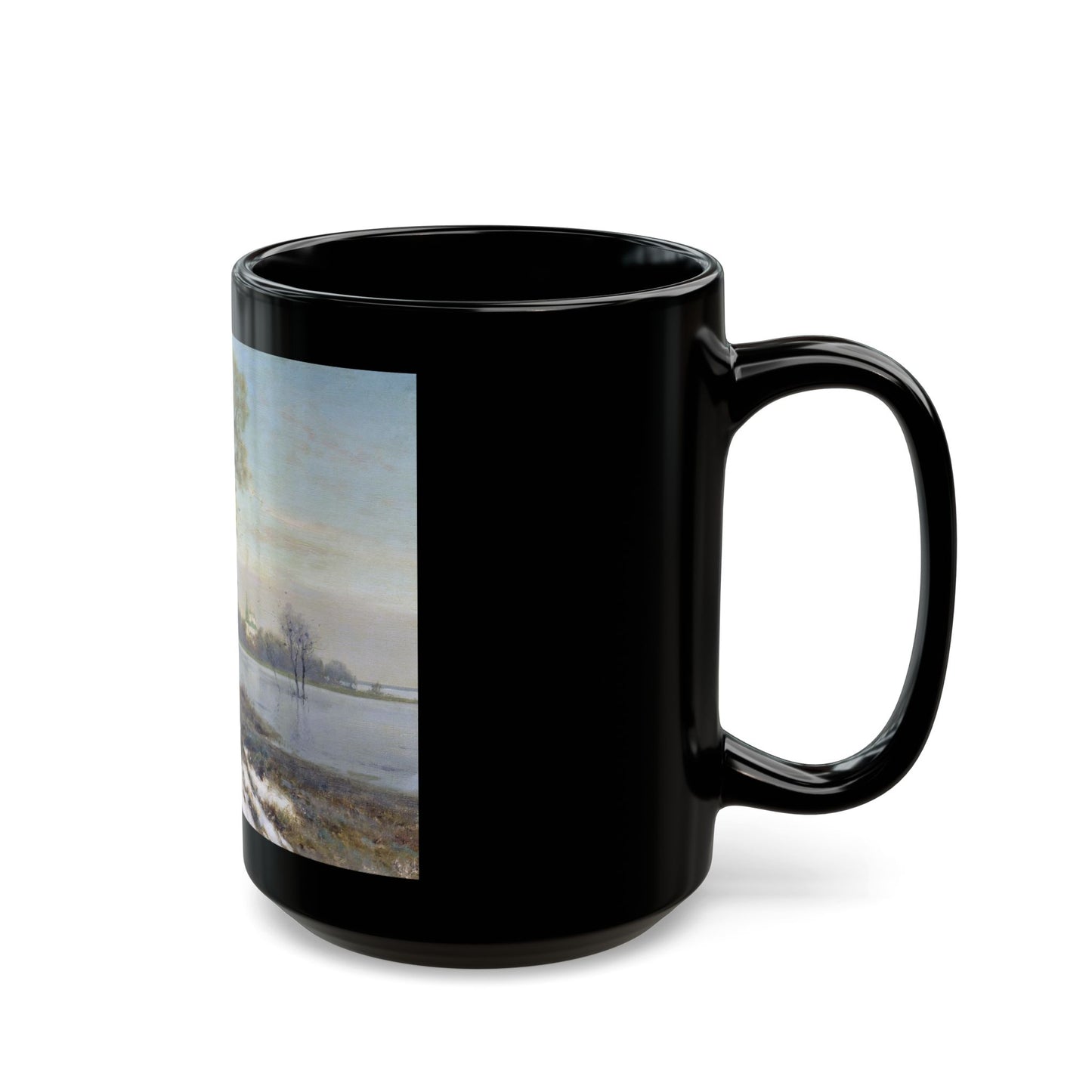 Konstantin Yakovlevich Kryzhitsky (1858-1911) Early Spring - Black Coffee Mug-Go Mug Yourself