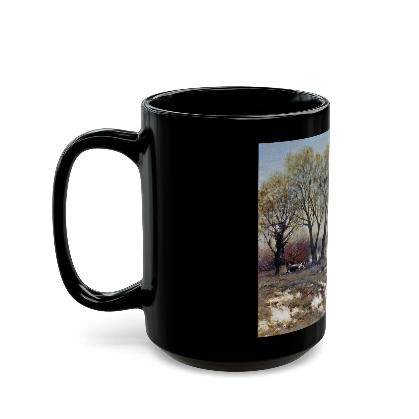 Konstantin Yakovlevich Kryzhitsky (1858-1911) Early Spring - Black Coffee Mug-Go Mug Yourself