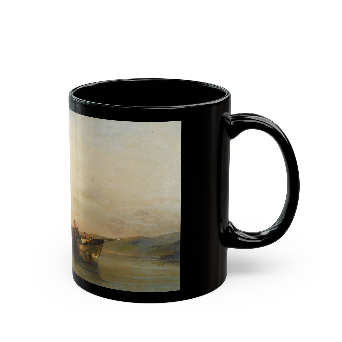Konstantinos Volanakis (1837-1907) On calm waters - Black Coffee Mug-Go Mug Yourself