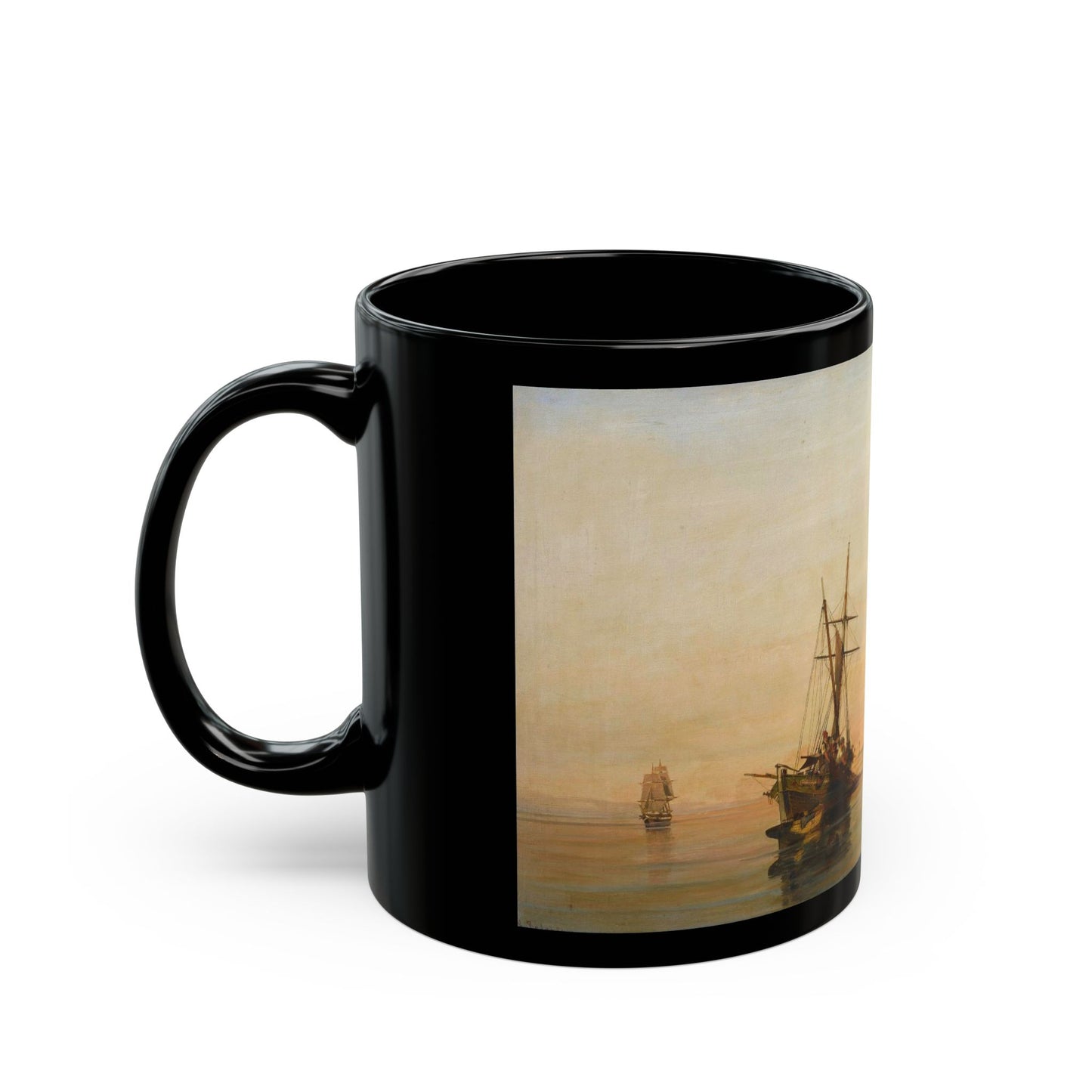 Konstantinos Volanakis (1837-1907) On calm waters - Black Coffee Mug-Go Mug Yourself