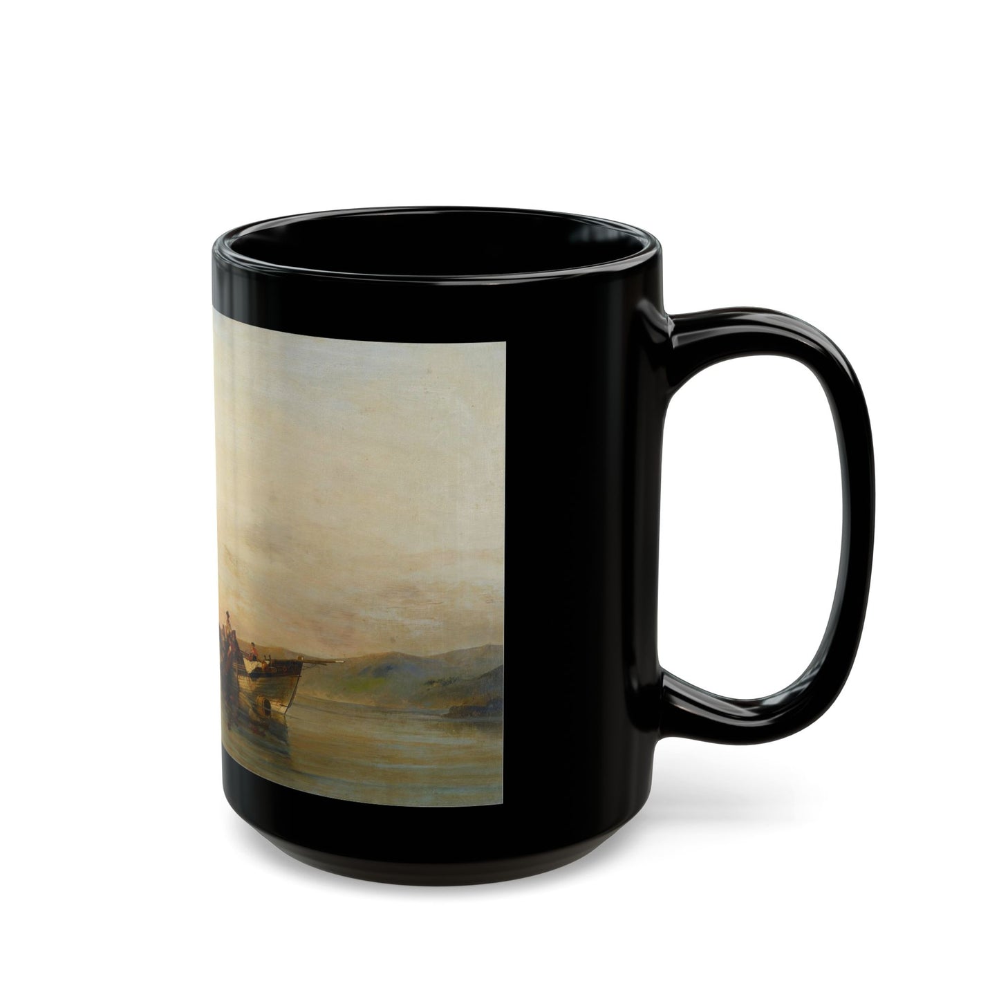 Konstantinos Volanakis (1837-1907) On calm waters - Black Coffee Mug-Go Mug Yourself