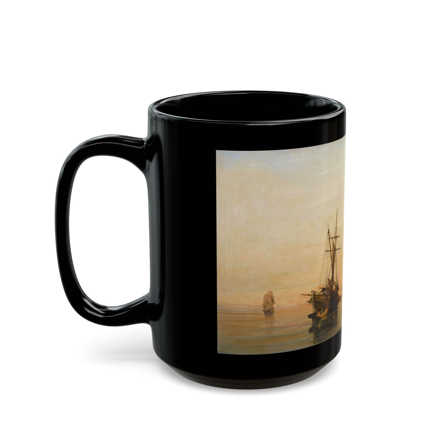 Konstantinos Volanakis (1837-1907) On calm waters - Black Coffee Mug-Go Mug Yourself