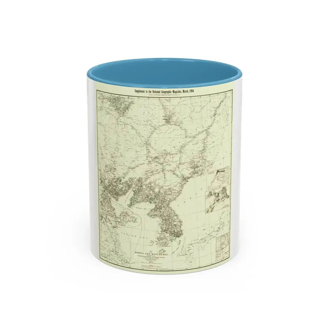 Korea and Manchuria (1904) (Map) Accent Coffee Mug 11oz Light Blue - Go Mug Yourself