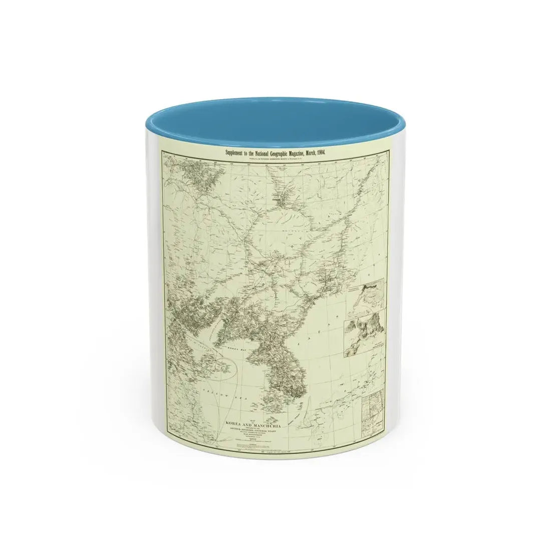 Korea and Manchuria (1904) (Map) Accent Coffee Mug 11oz Light Blue - Go Mug Yourself