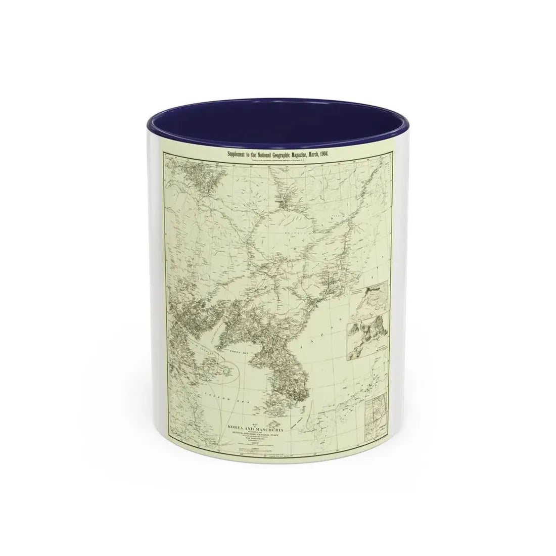 Korea and Manchuria (1904) (Map) Accent Coffee Mug 11oz Navy - Go Mug Yourself