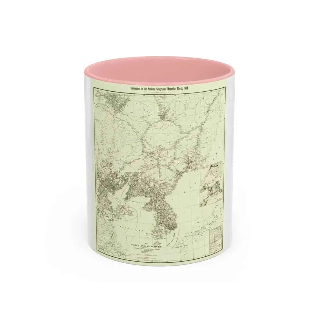 Korea and Manchuria (1904) (Map) Accent Coffee Mug 11oz Pink - Go Mug Yourself