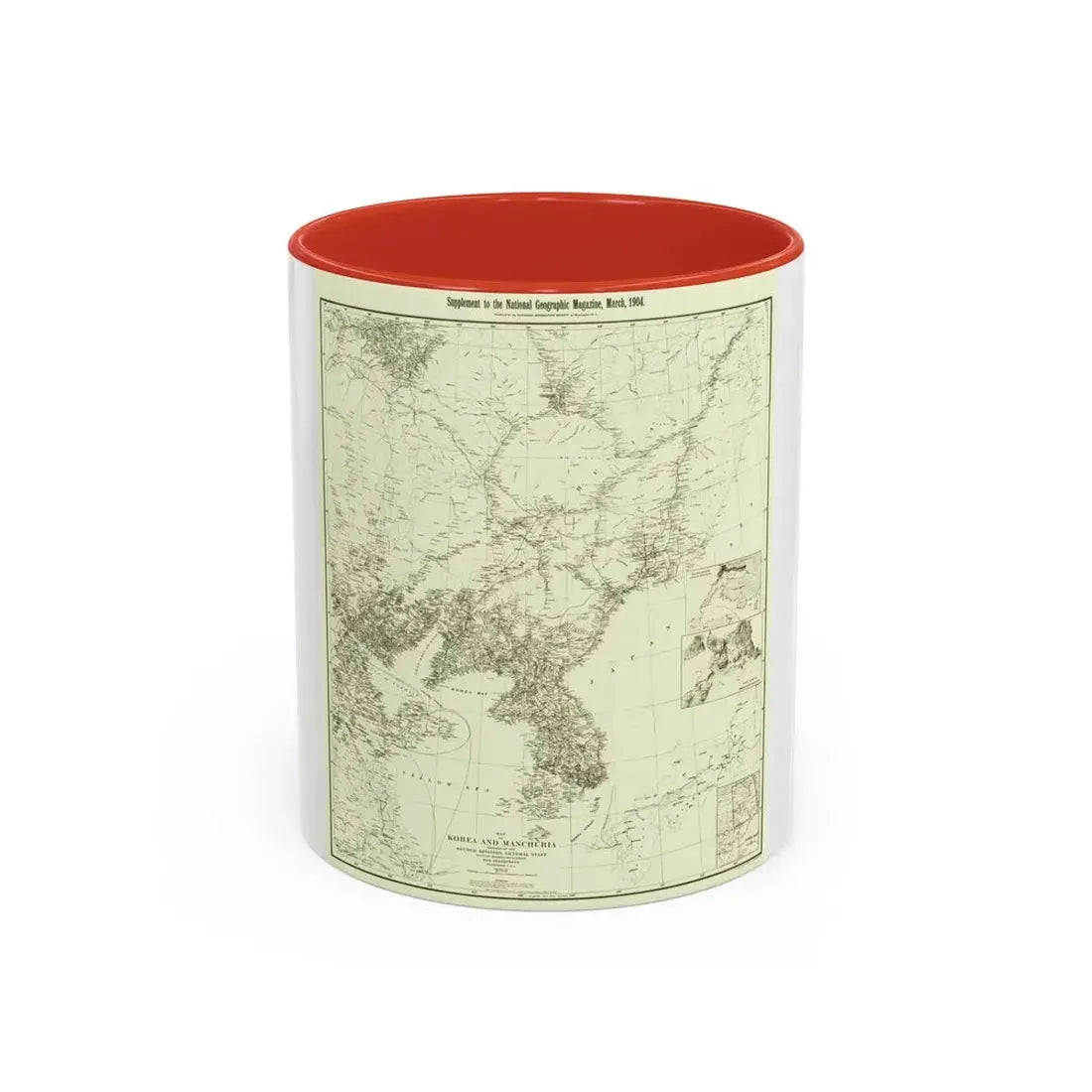 Korea and Manchuria (1904) (Map) Accent Coffee Mug 11oz Red - Go Mug Yourself