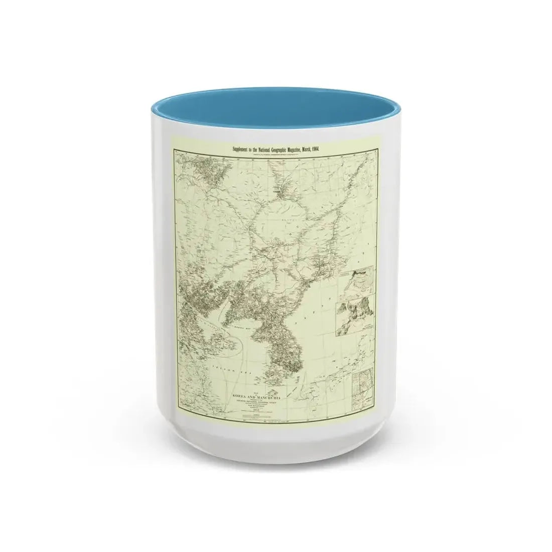 Korea and Manchuria (1904) (Map) Accent Coffee Mug 15oz Light Blue - Go Mug Yourself