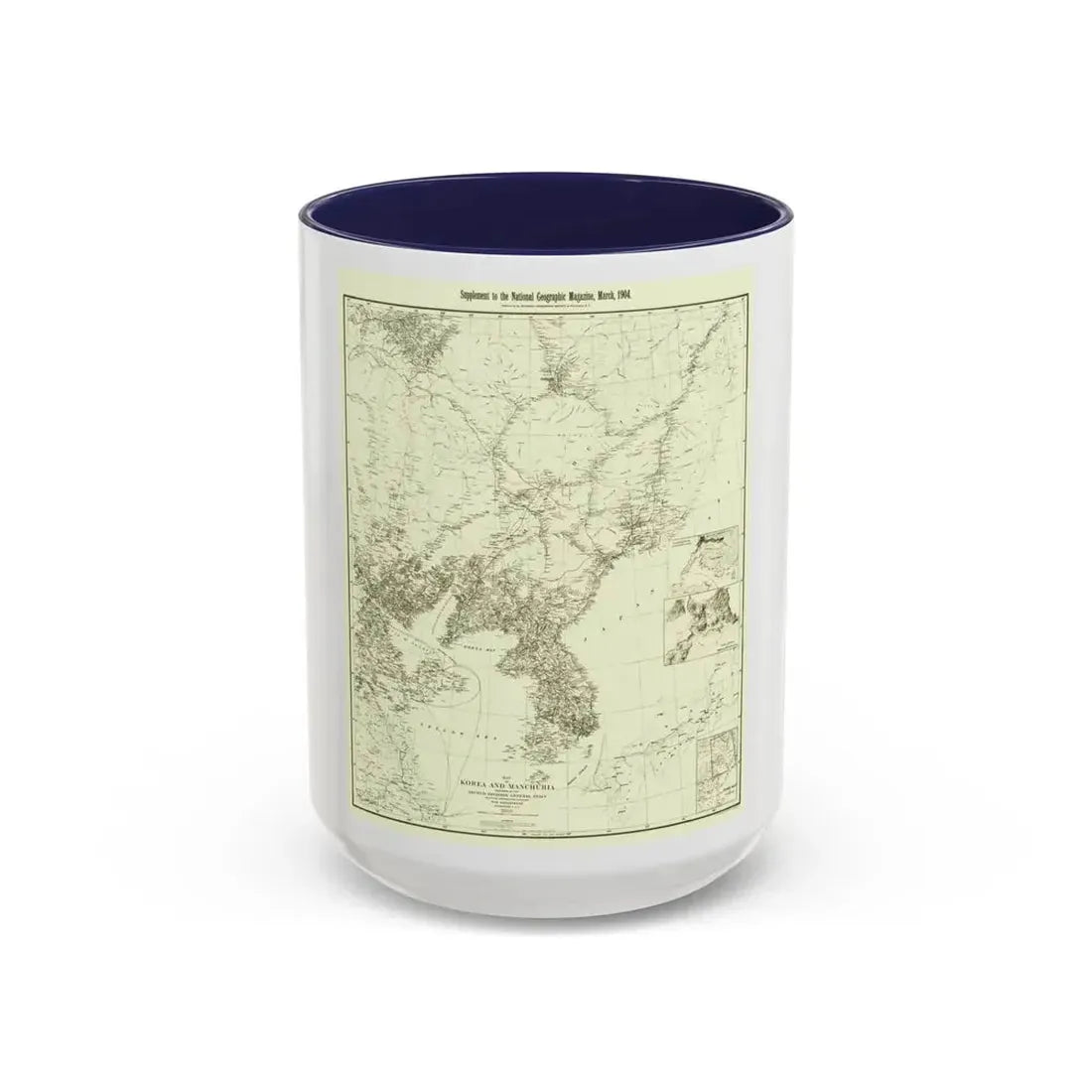 Korea and Manchuria (1904) (Map) Accent Coffee Mug 15oz Navy - Go Mug Yourself
