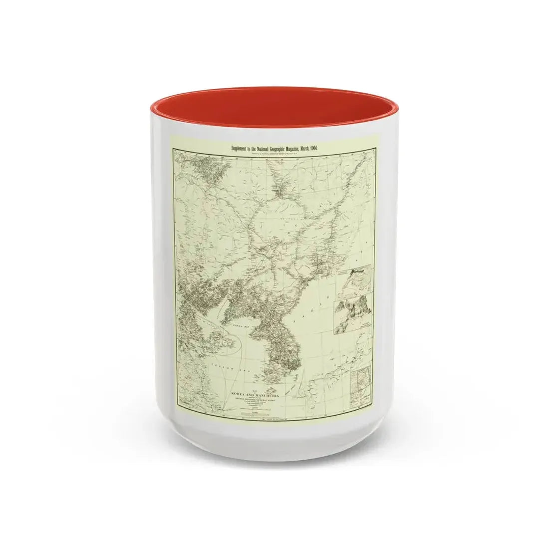 Korea and Manchuria (1904) (Map) Accent Coffee Mug 15oz Red - Go Mug Yourself