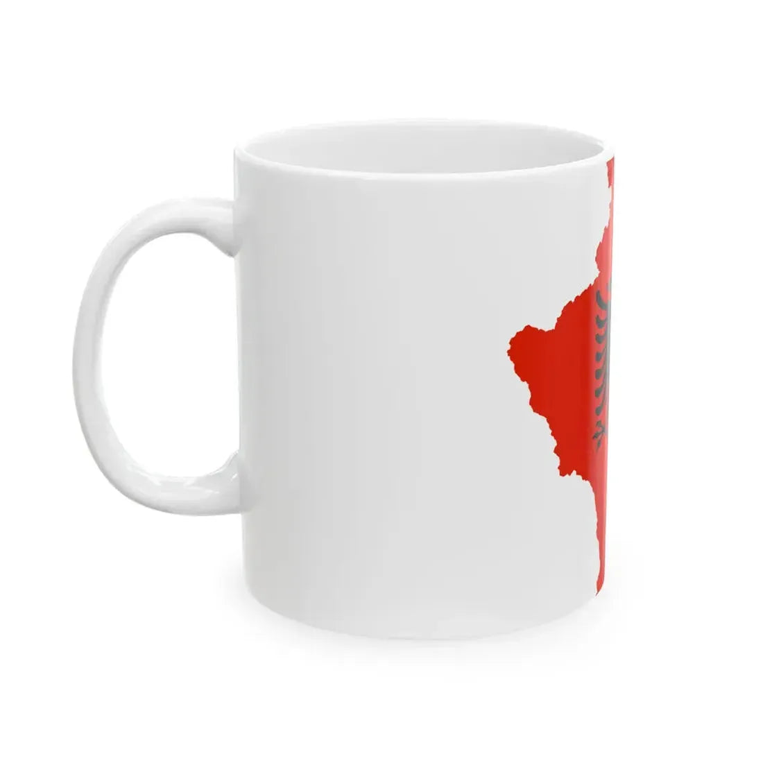 Kosovo with flag of Albania (Albania) White Coffee Mug - Go Mug Yourself