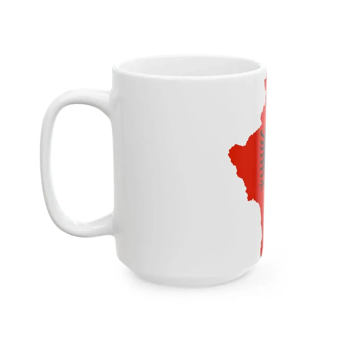 Kosovo with flag of Albania (Albania) White Coffee Mug - Go Mug Yourself