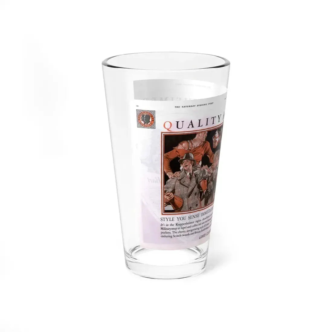 Kuppenheimer ad, The Saturday Evening Post, October 29, 1927 - Pint Glass 16oz - Go Mug Yourself