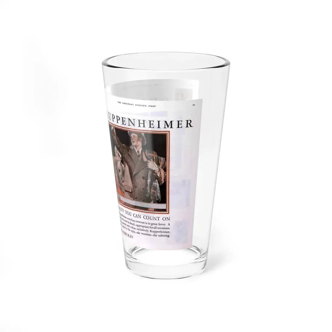Kuppenheimer ad, The Saturday Evening Post, October 29, 1927 - Pint Glass 16oz - Go Mug Yourself
