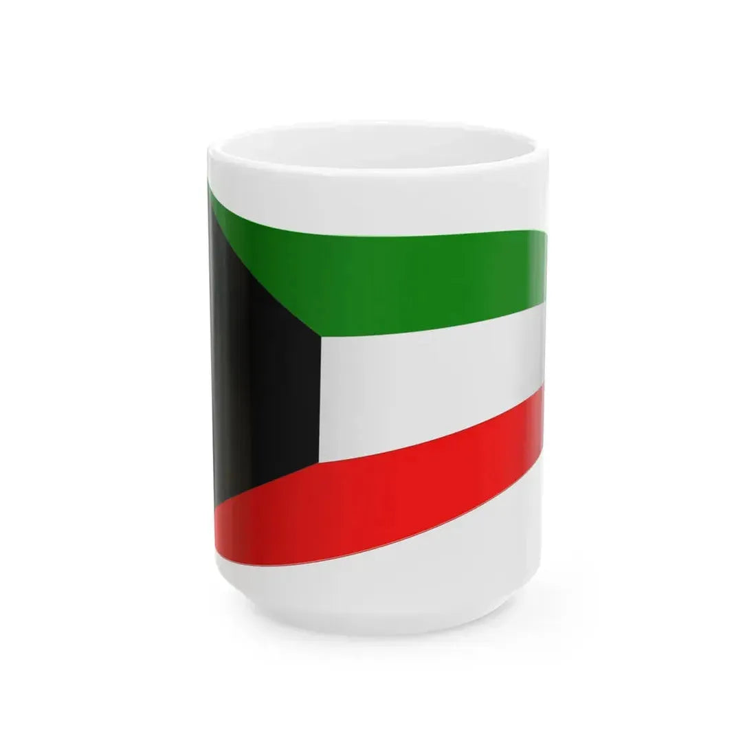 Kuwait Flag - iconic waving (Kuwait) White Coffee Mug 15oz - Go Mug Yourself
