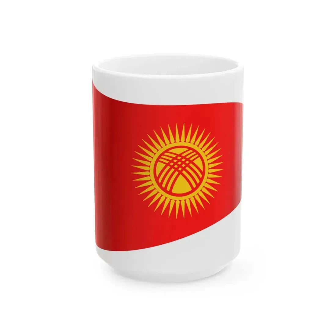 Kyrgyzstan Flag - iconic waving (Kyrgyzstan) White Coffee Mug 15oz - Go Mug Yourself