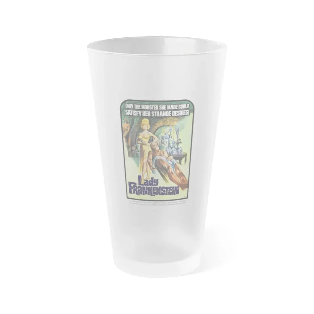LADY FRANKENSTEIN 1971 Movie Poster - Frosted Pint Glass 16oz 16oz Frosted - Go Mug Yourself