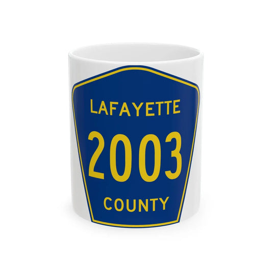 Lafayette County Route 2003 MS (Mississippi) (Road Sign) White Coffee Mug 11oz - Go Mug Yourself
