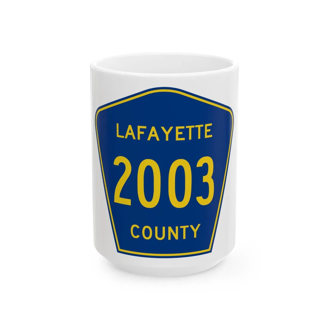 Lafayette County Route 2003 MS (Mississippi) (Road Sign) White Coffee Mug 15oz - Go Mug Yourself