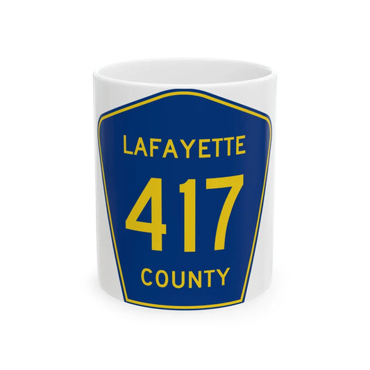 Lafayette County Route 417 MS (Mississippi) (Road Sign) White Coffee Mug 11oz - Go Mug Yourself
