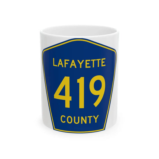 Lafayette County Route 419 MS (Mississippi) (Road Sign) White Coffee Mug 11oz - Go Mug Yourself