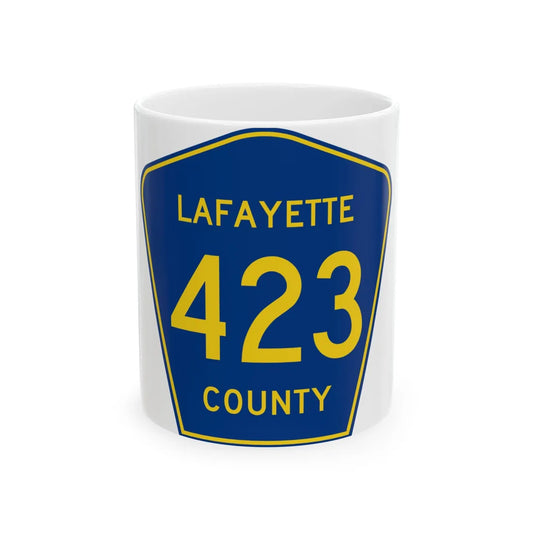 Lafayette County Route 423 MS (Mississippi) (Road Sign) White Coffee Mug 11oz - Go Mug Yourself