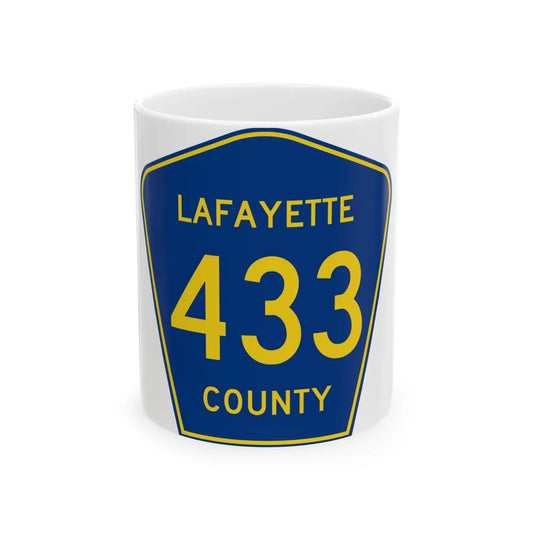 Lafayette County Route 433 MS (Mississippi) (Road Sign) White Coffee Mug 11oz - Go Mug Yourself
