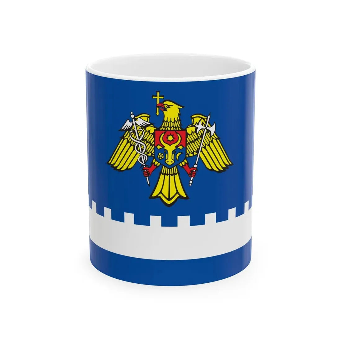 Land flag of the Moldovan Customs (Moldova) White Coffee Mug 11oz - Go Mug Yourself