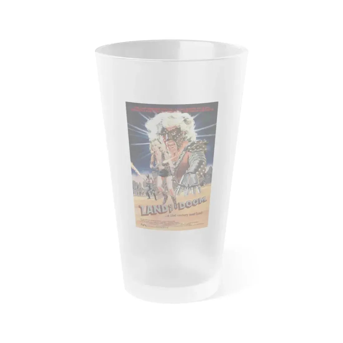 LAND OF DOOM 1986 Movie Poster - Frosted Pint Glass 16oz 16oz Frosted - Go Mug Yourself