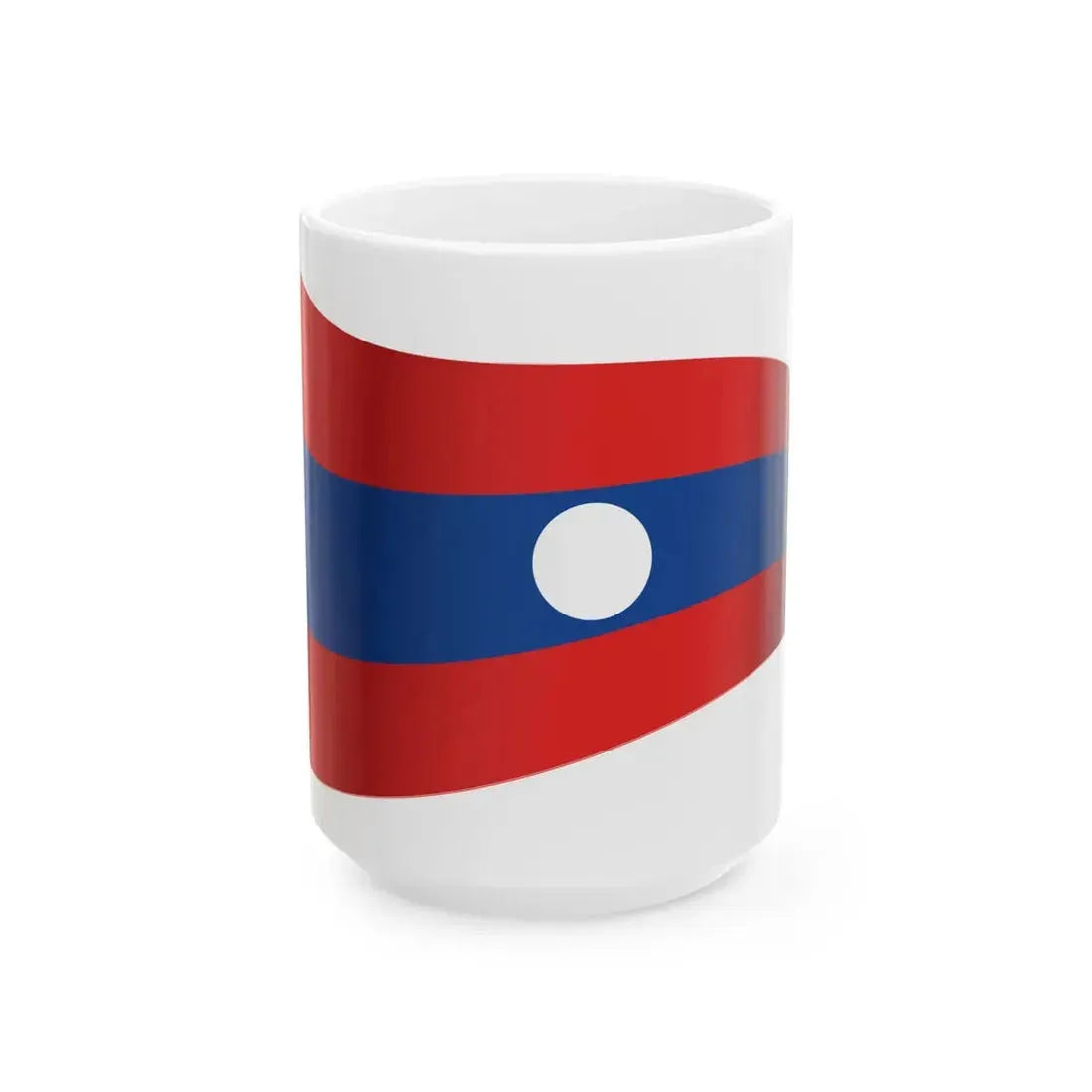 Laos Flag - iconic waving (Laos) White Coffee Mug 15oz - Go Mug Yourself