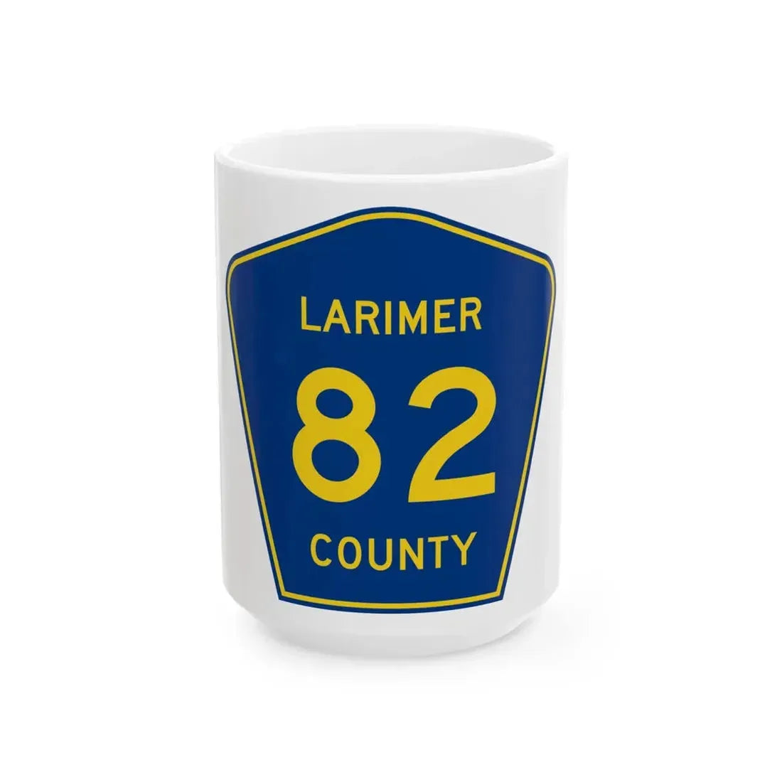 Larimer County 82 (Colorado) (Road Sign) White Coffee Mug 15oz - Go Mug Yourself