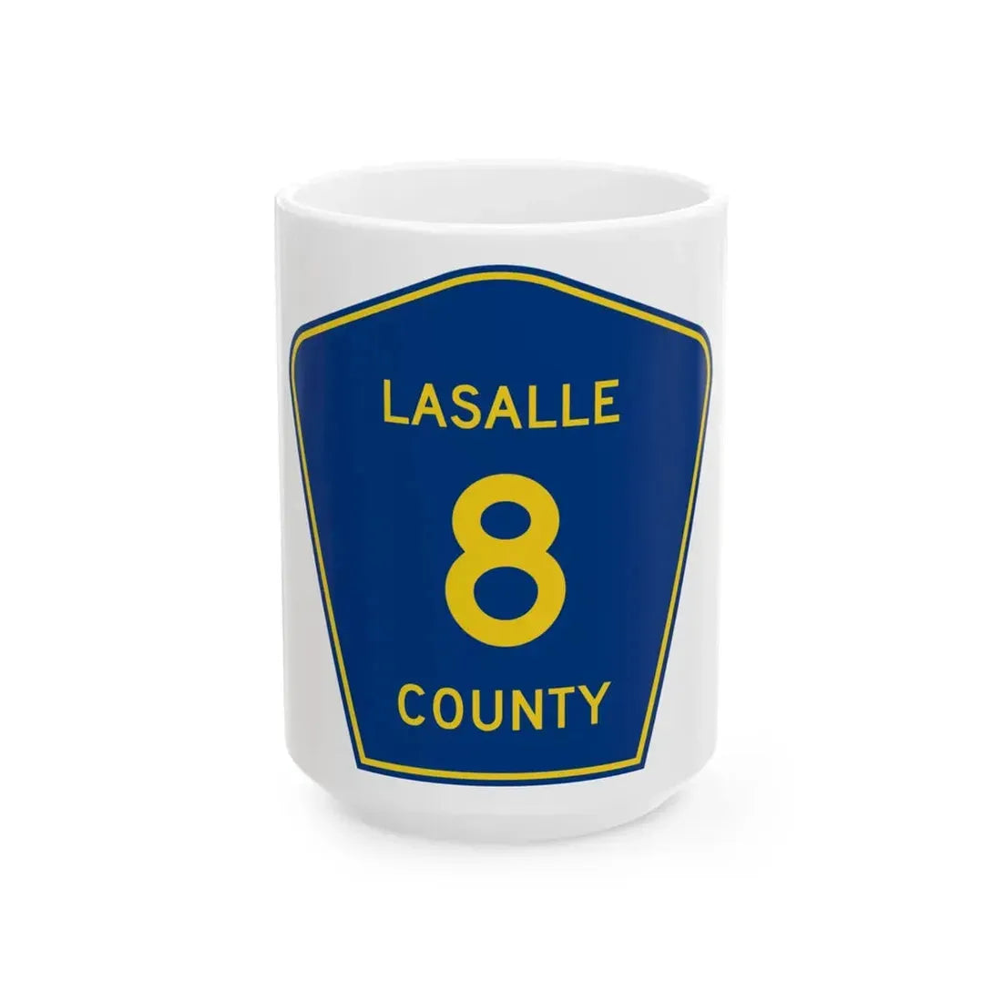 Lasalle County 8 (Illinois) (Road Sign) White Coffee Mug 15oz - Go Mug Yourself