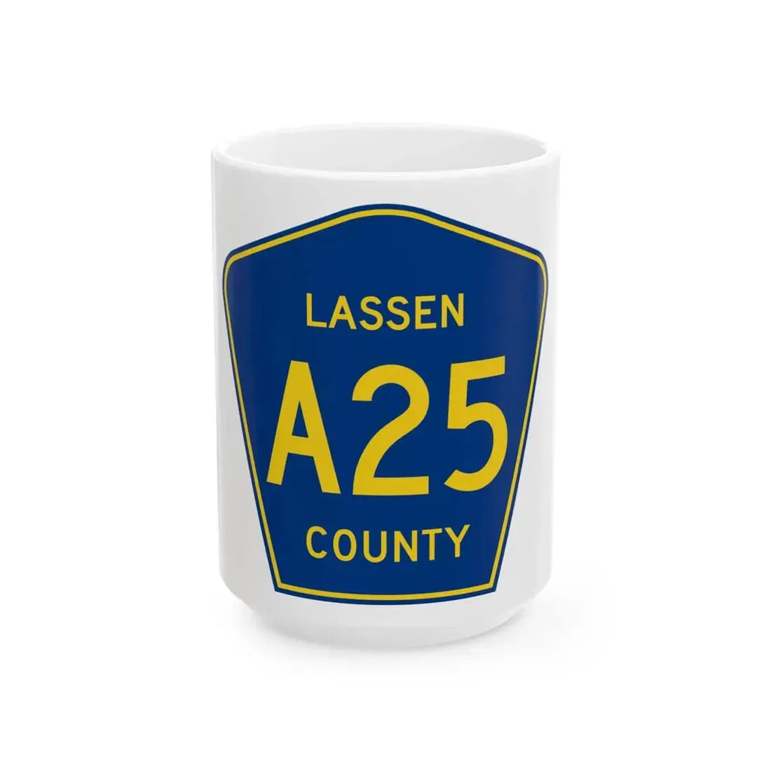 Lassen County A25 (California) (Road Sign) White Coffee Mug 15oz - Go Mug Yourself
