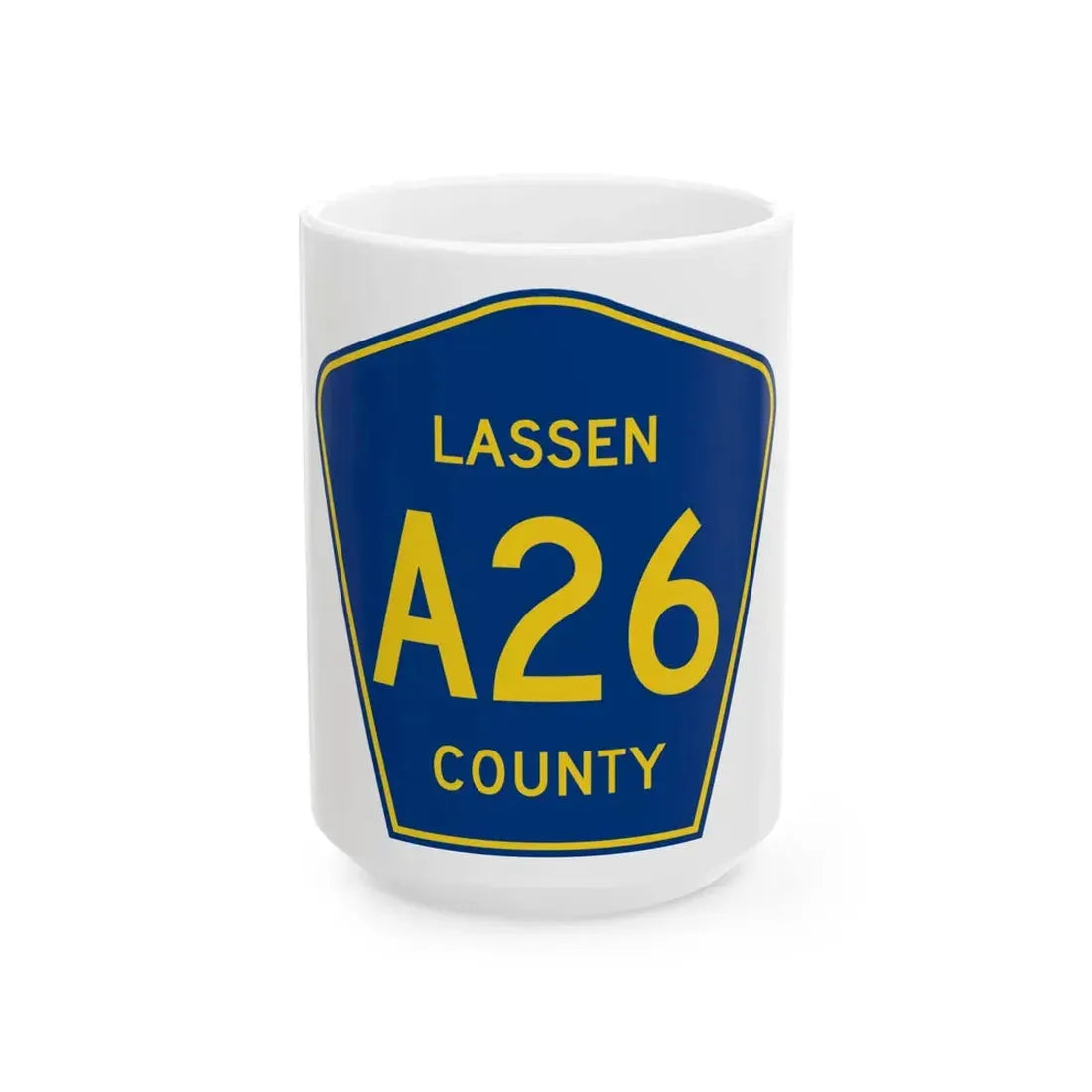 Lassen County A26 (California) (Road Sign) White Coffee Mug 15oz - Go Mug Yourself