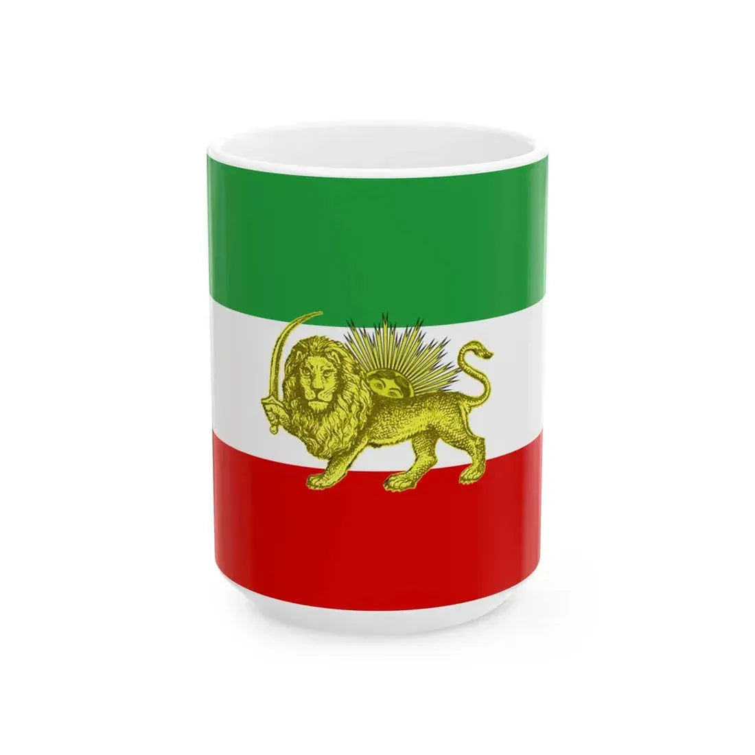 Late 19th and early 20th century flag of Persia (Iran) White Coffee Mug 15oz - Go Mug Yourself