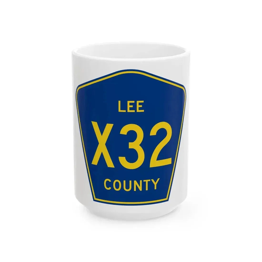 Lee County X32 (Iowa) (Road Sign) White Coffee Mug 15oz - Go Mug Yourself