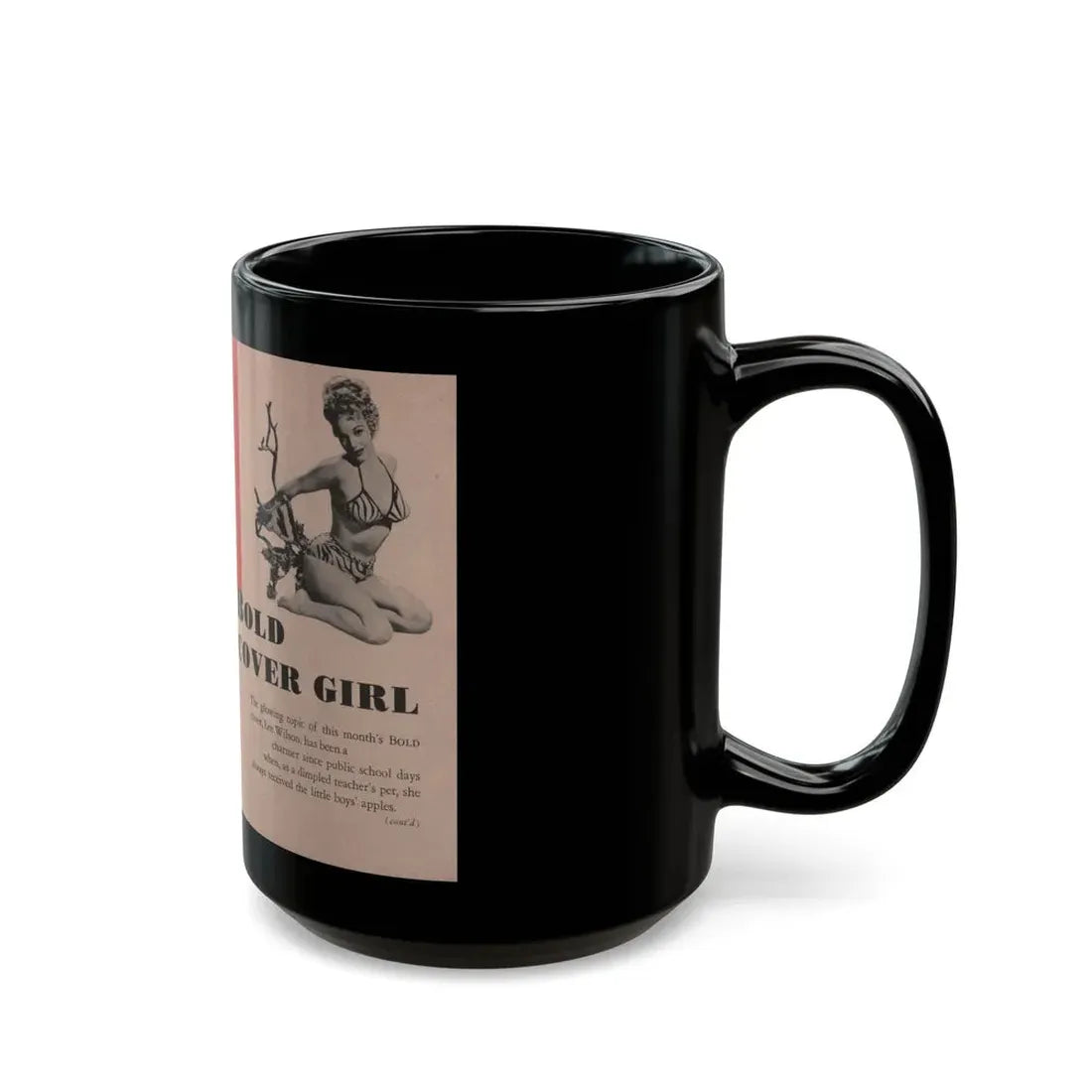Lee Wilson #02 - Pages 1 & 2 of 4 Featuring, Lee+2 B&W Photos & Short Article from Bold Pocket Mag. January '56 (Vintage Female Icon) Black Coffee Mug - Go Mug Yourself