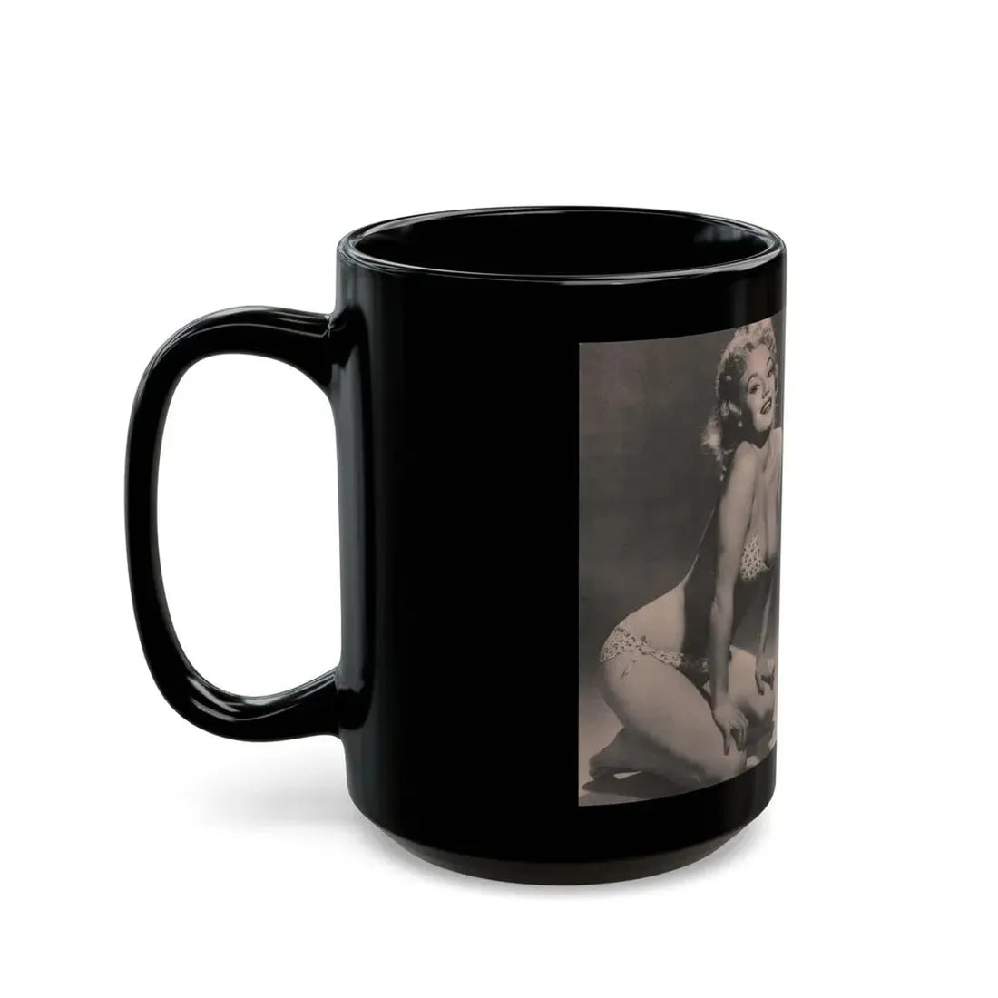Lee Wilson #02 - Pages 1 & 2 of 4 Featuring, Lee+2 B&W Photos & Short Article from Bold Pocket Mag. January '56 (Vintage Female Icon) Black Coffee Mug - Go Mug Yourself