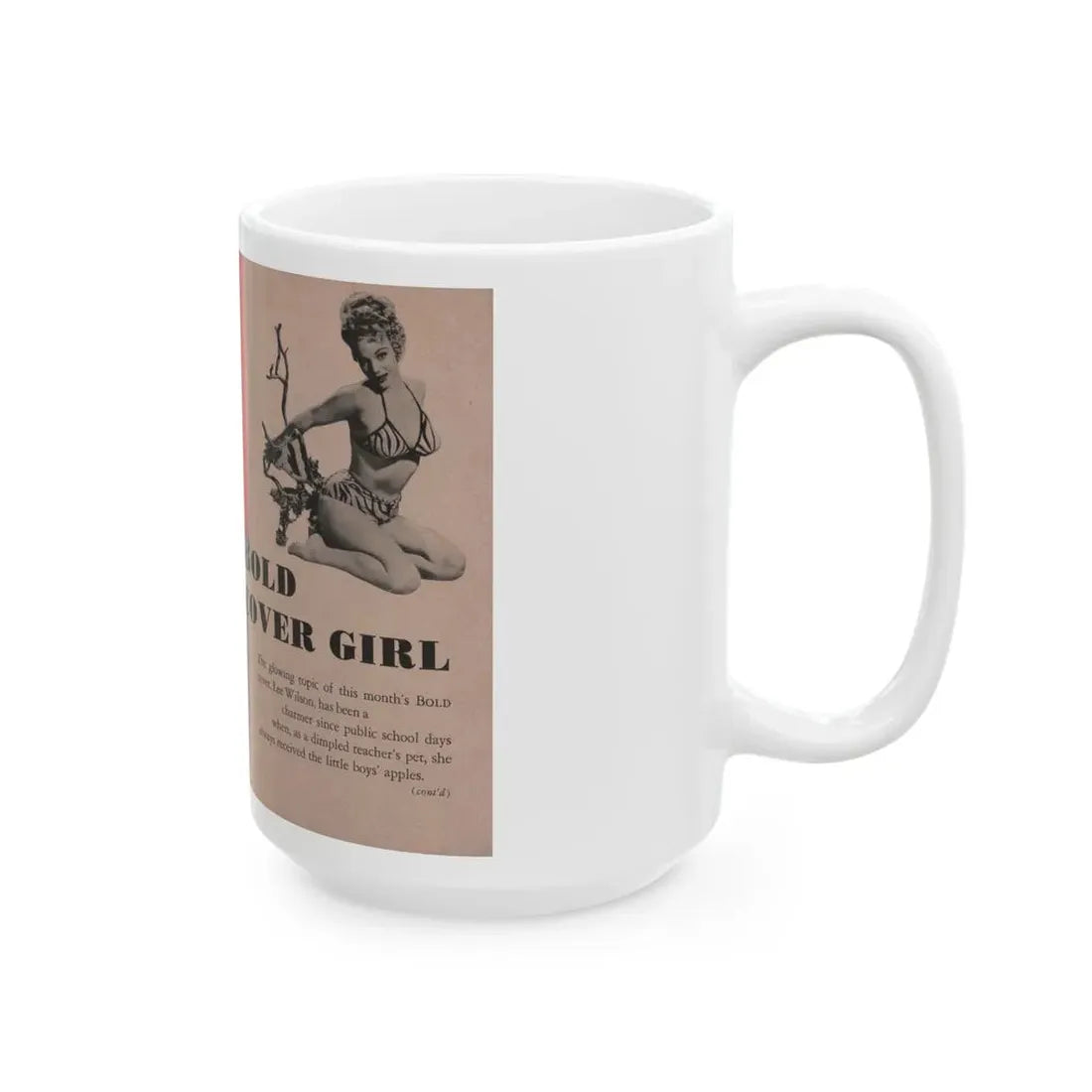 Lee Wilson #02 - Pages 1 & 2 of 4 Featuring, Lee+2 B&W Photos & Short Article from Bold Pocket Mag. January '56 (Vintage Female Icon) White Coffee Mug - Go Mug Yourself