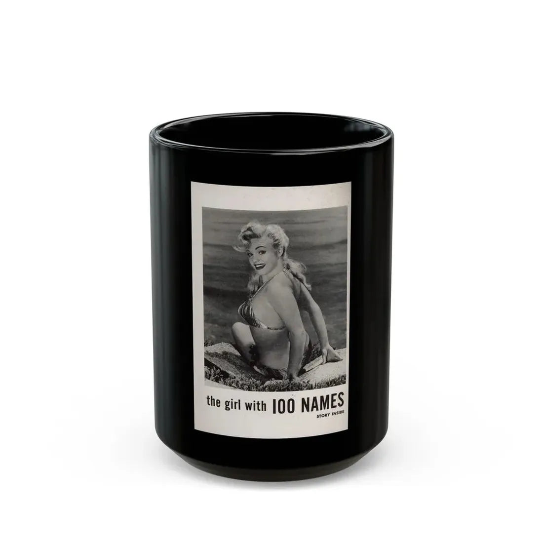 Lee Wilson #06 - Reverseside of back cover 1 B&W Photo from PHOTO Digest Mag. November '53 (Vintage Female Icon) Black Coffee Mug 15oz - Go Mug Yourself