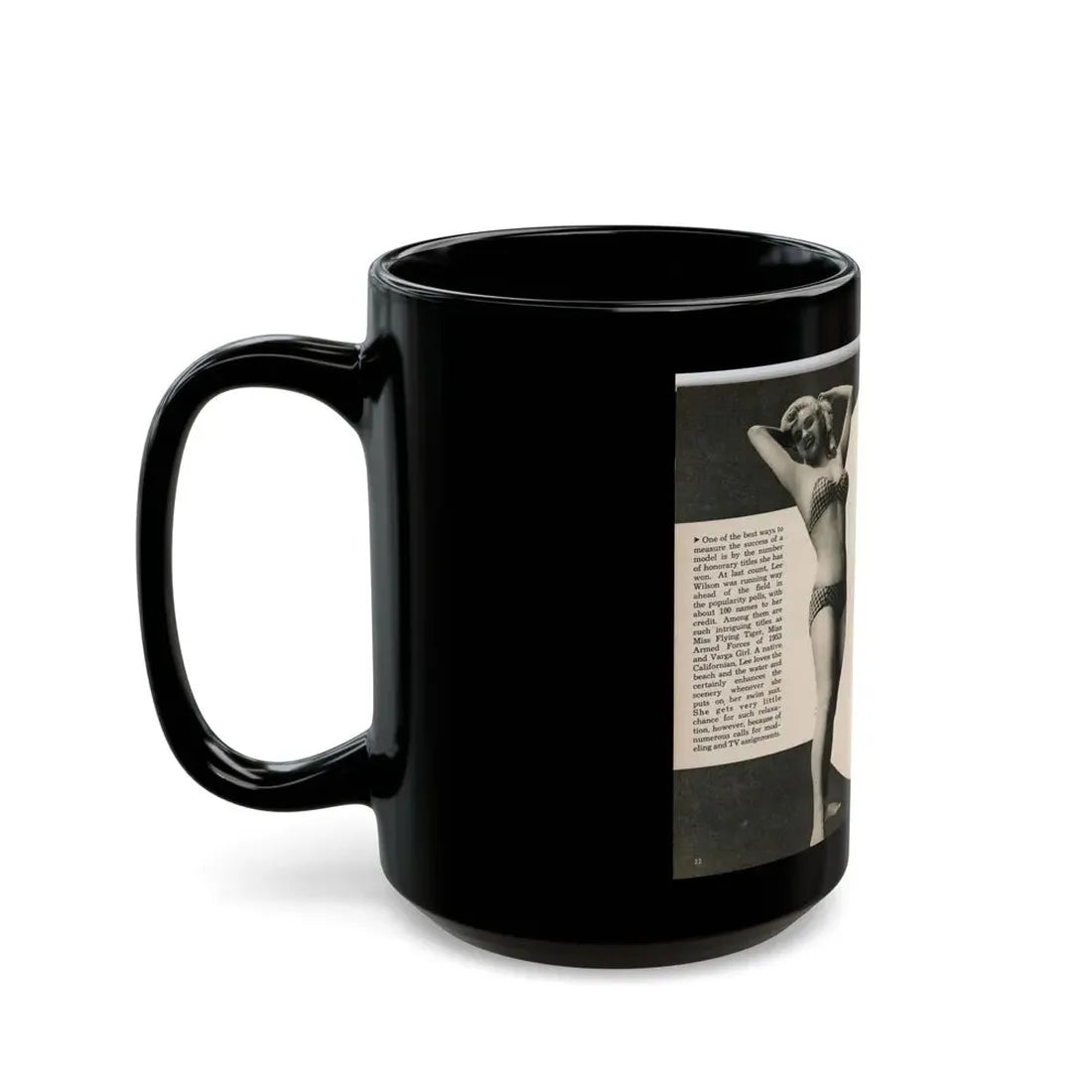 Lee Wilson #08 - Pages 2 & 3 of 7 Featuring, Lee+4 B&W Photos, Paragraph and Caption from PHOTO Digest Mag. November '53 (Vintage Female Icon) Black Coffee Mug - Go Mug Yourself