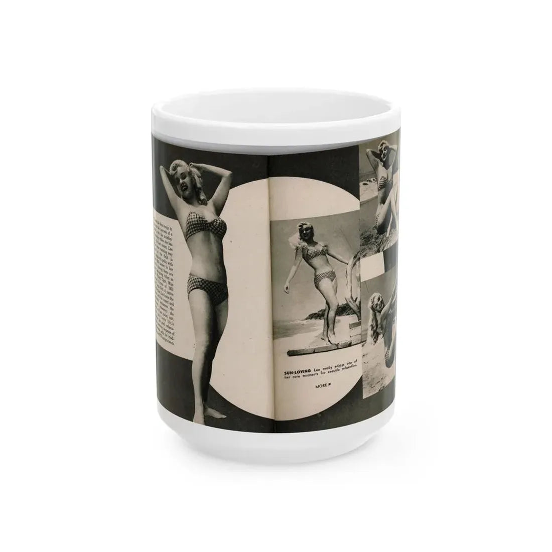 Lee Wilson #08 - Pages 2 & 3 of 7 Featuring, Lee+4 B&W Photos, Paragraph and Caption from PHOTO Digest Mag. November '53 (Vintage Female Icon) White Coffee Mug 15oz - Go Mug Yourself
