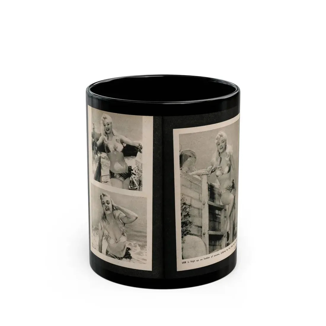 Lee Wilson #09 - Pages 4 & 5 of 7 Featuring, Lee+3 B&W Photos & Caption from PHOTO Digest Mag. November '53 (Vintage Female Icon) Black Coffee Mug 11oz - Go Mug Yourself