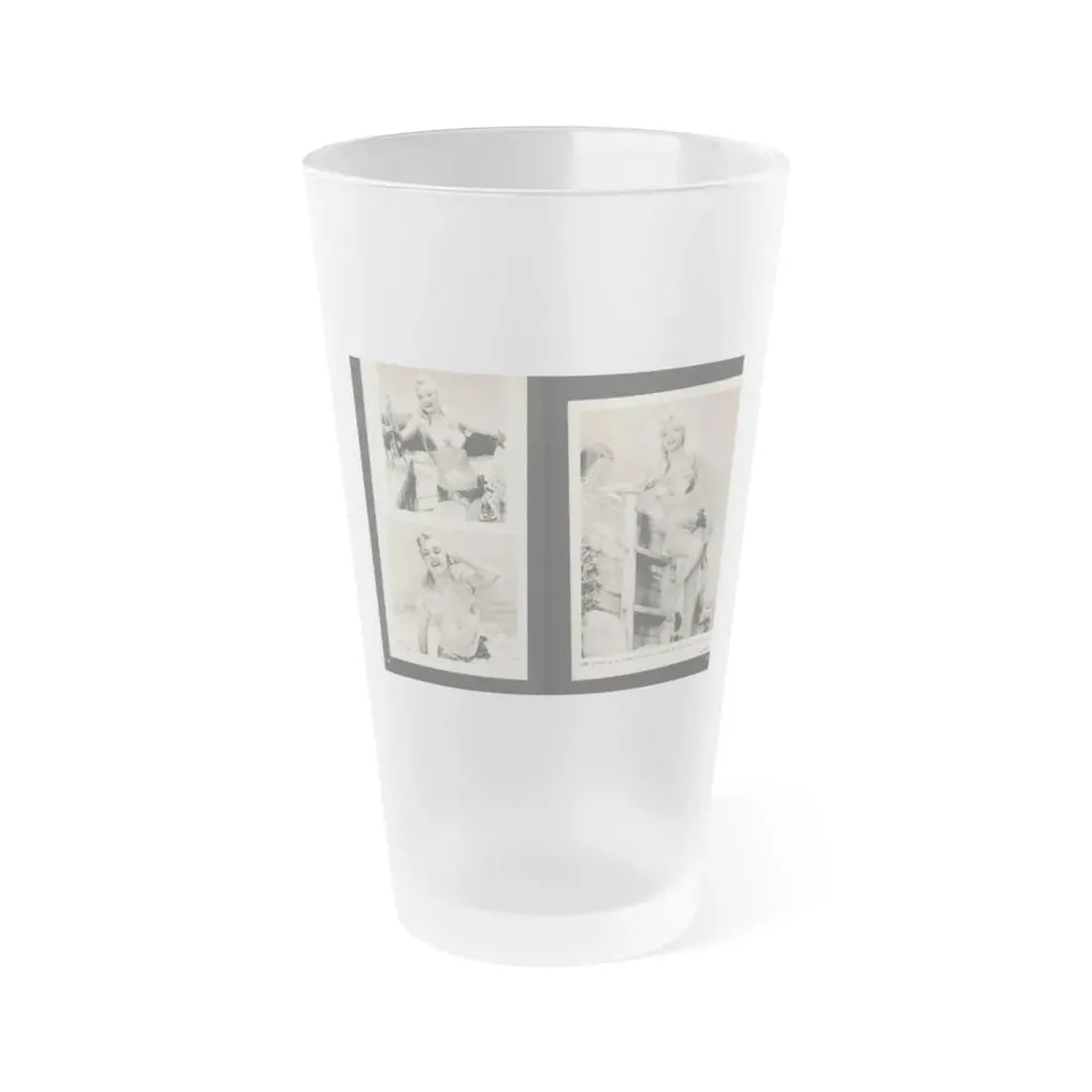 Lee Wilson #09 - Pages 4 & 5 of 7 Featuring, Lee+3 B&W Photos & Caption from PHOTO Digest Mag. November '53 (Vintage Female Icon) Frosted Pint Glass 16oz 16oz Frosted - Go Mug Yourself