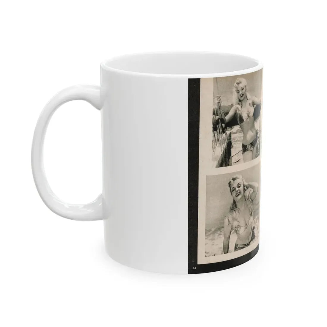 Lee Wilson #09 - Pages 4 & 5 of 7 Featuring, Lee+3 B&W Photos & Caption from PHOTO Digest Mag. November '53 (Vintage Female Icon) White Coffee Mug - Go Mug Yourself